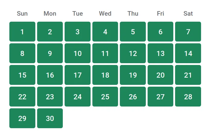 Illustration of the FareHarbor booking calendar; open the calendar for current dates